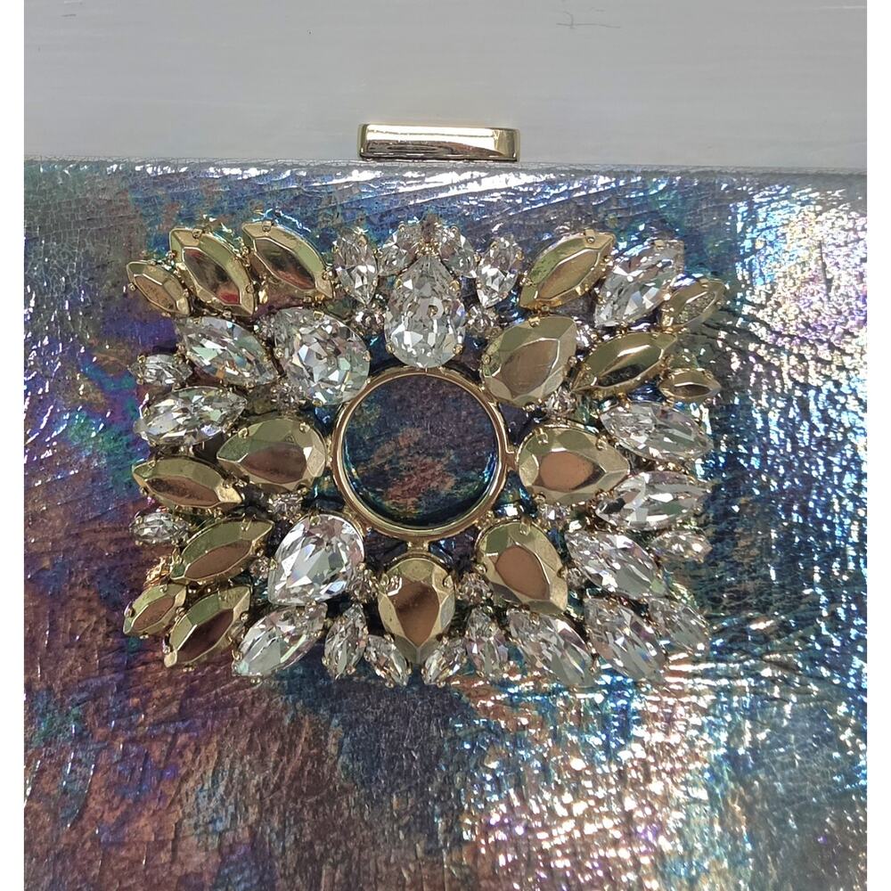 Roger Vivier Pilgrim Bolte De Nuit Iridescent Metallic Clutch Crystals w/COA - Picture 3 of 12